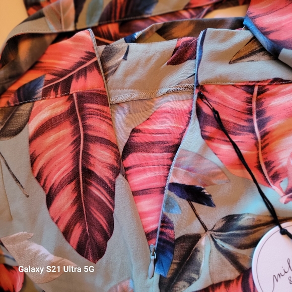 Milk & Honey Cropped Top & Short Set Hawaiian Print Green Foliage Size S NWT - Picture 10 of 10